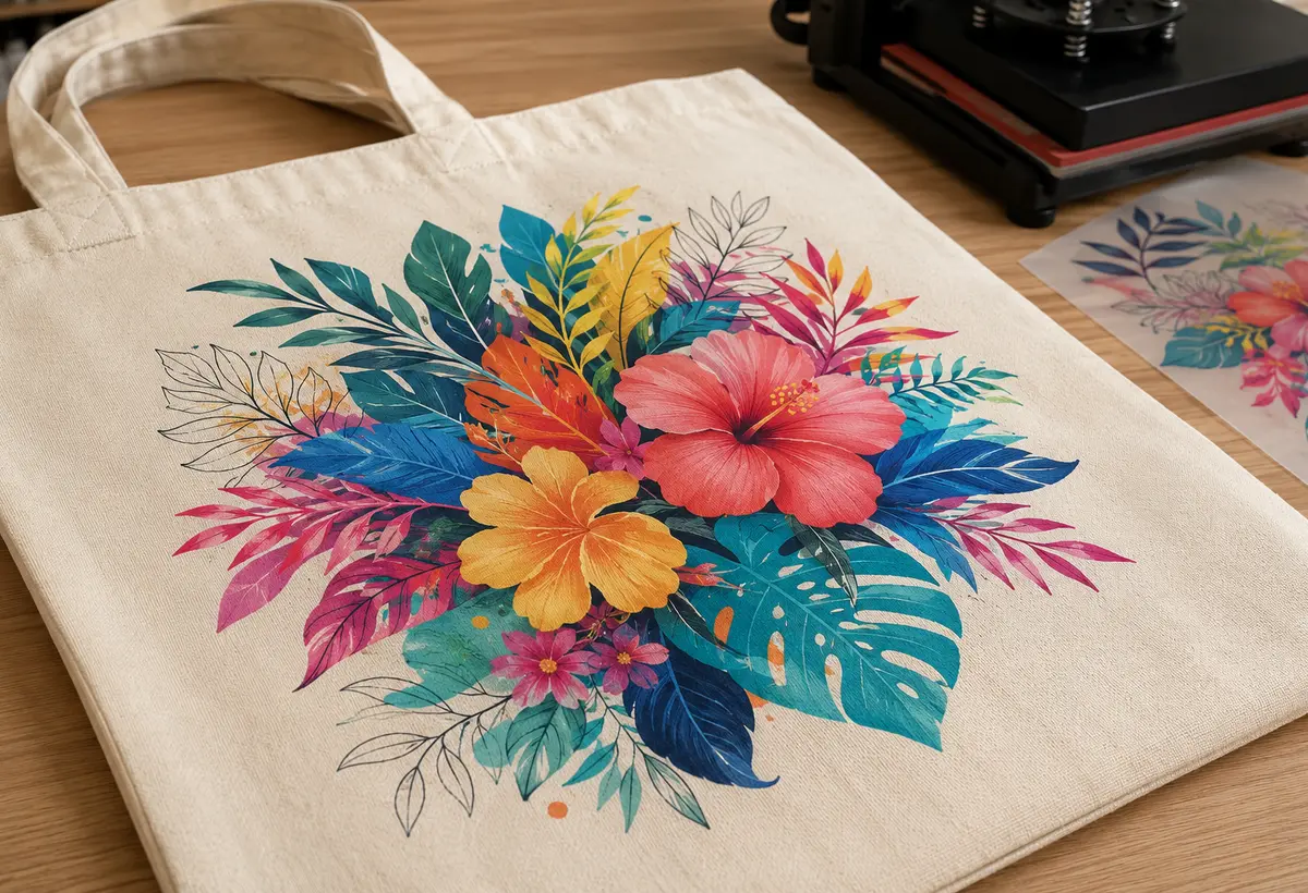 Ecobag personalizada com estampa colorida em DTF