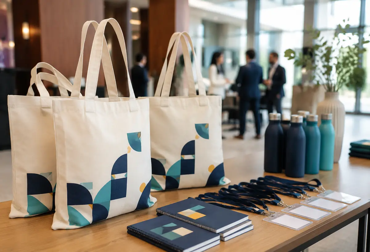 Ecobags personalizadas utilizadas em evento empresarial